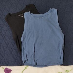 American Eagle Outfitters Black and Blue Tank Tops